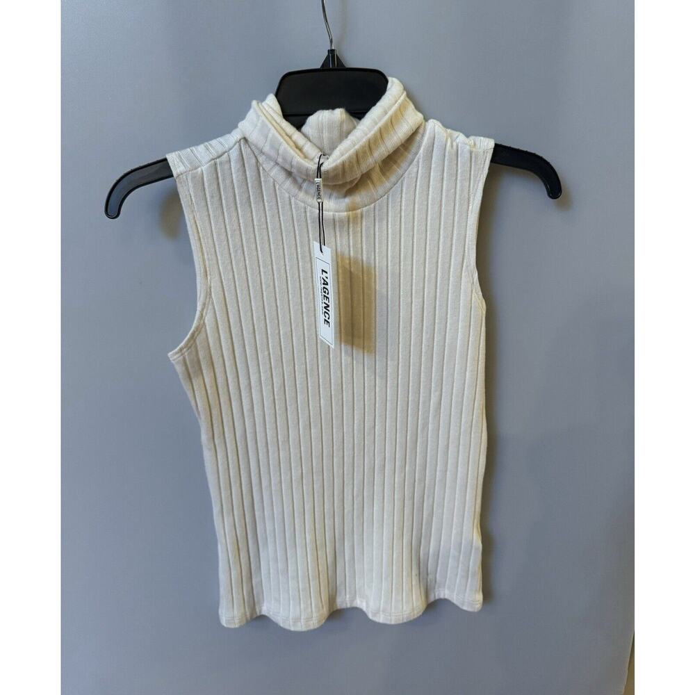 L'AGENCE Ceci Ribbed Sleeveless Sweater cream size small (see pics) $160.00 MSRP - Picture 2 of 5